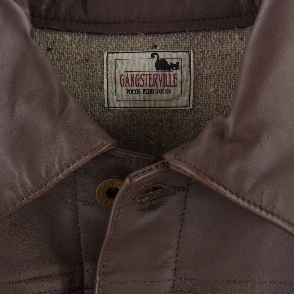 GANGSTERVILLE ギャングスタービル STAY SHARP G JACKET COW HIDE レザー ジャケット ブラウン系 M【中古】