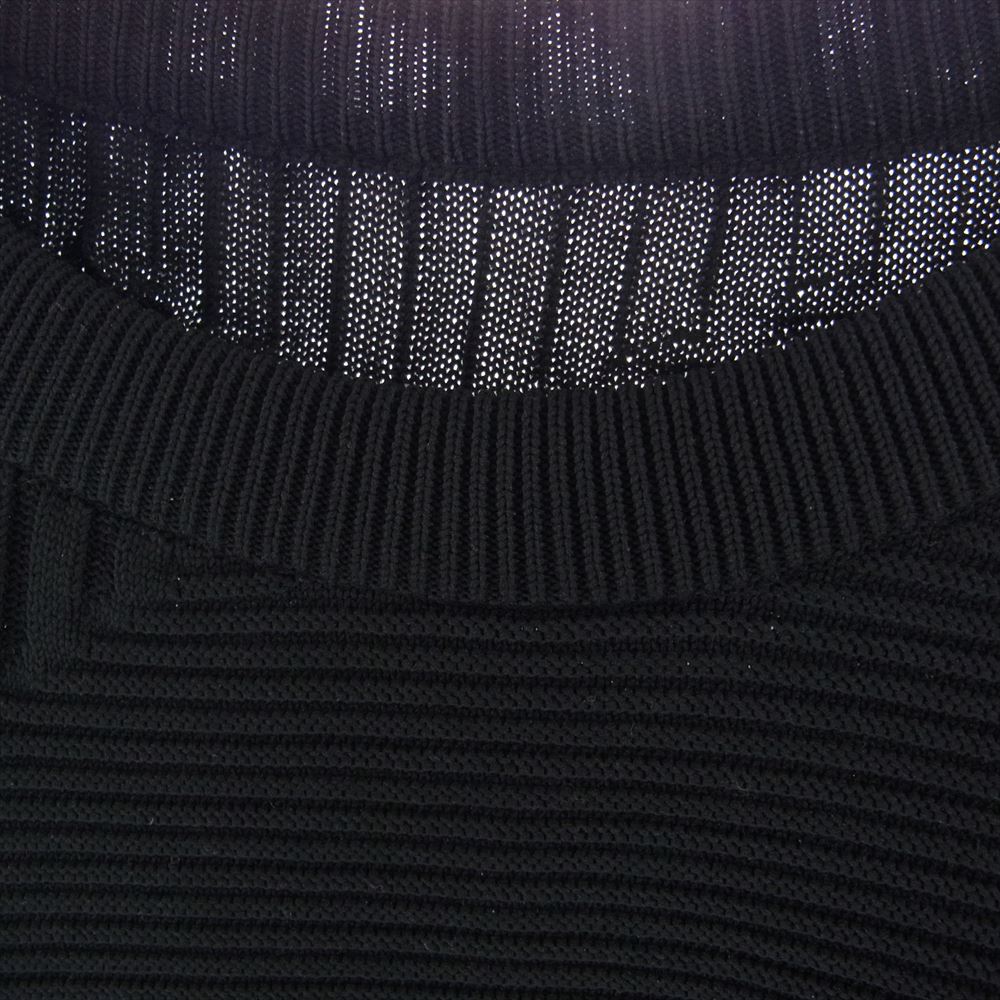 ISSEY MIYAKE イッセイミヤケ IM31-KH754-15 フロントデザイン 変形 プリーツ ニット ロング ワンピース ブラック系 2【美品】【中古】