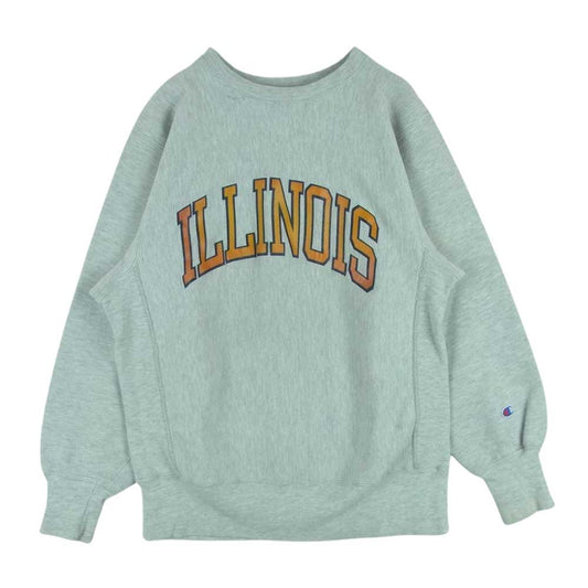 Champion チャンピオン 90s ヴィンテージ 刺繍タグ ILLINOIS リバースウィーブ スウェット トレーナー ライトグレー系 L【中古】
