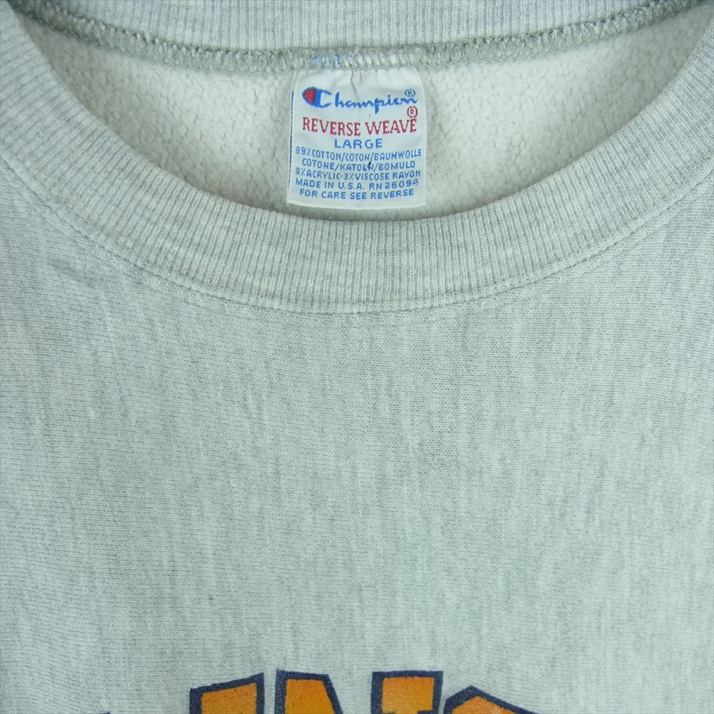 Champion チャンピオン 90s ヴィンテージ 刺繍タグ ILLINOIS リバースウィーブ スウェット トレーナー ライトグレー系 L【中古】