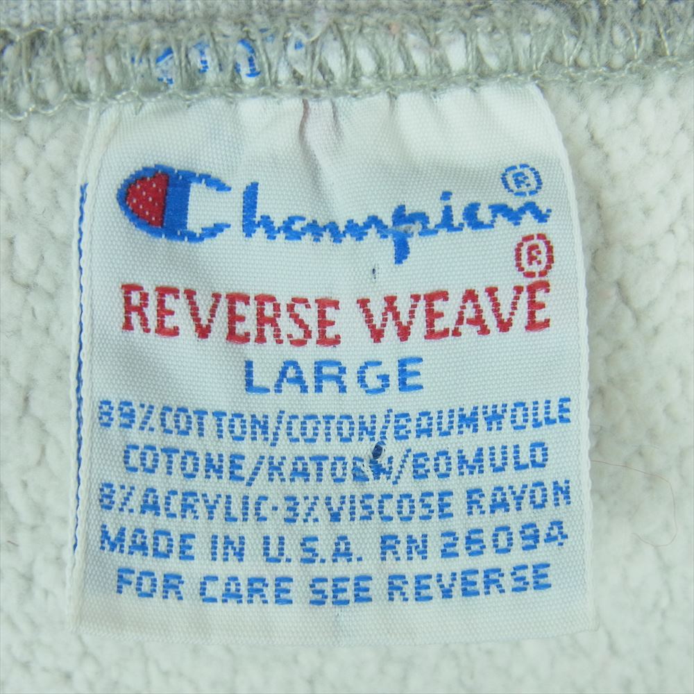 Champion チャンピオン 90s ヴィンテージ 刺繍タグ ILLINOIS リバースウィーブ スウェット トレーナー ライトグレー系 L【中古】