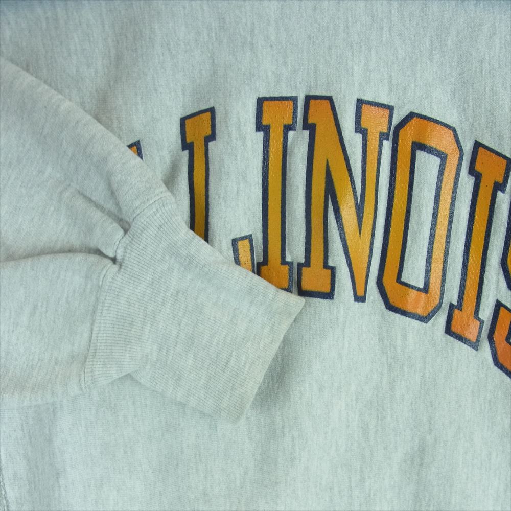 Champion チャンピオン 90s ヴィンテージ 刺繍タグ ILLINOIS リバースウィーブ スウェット トレーナー ライトグレー系 L【中古】