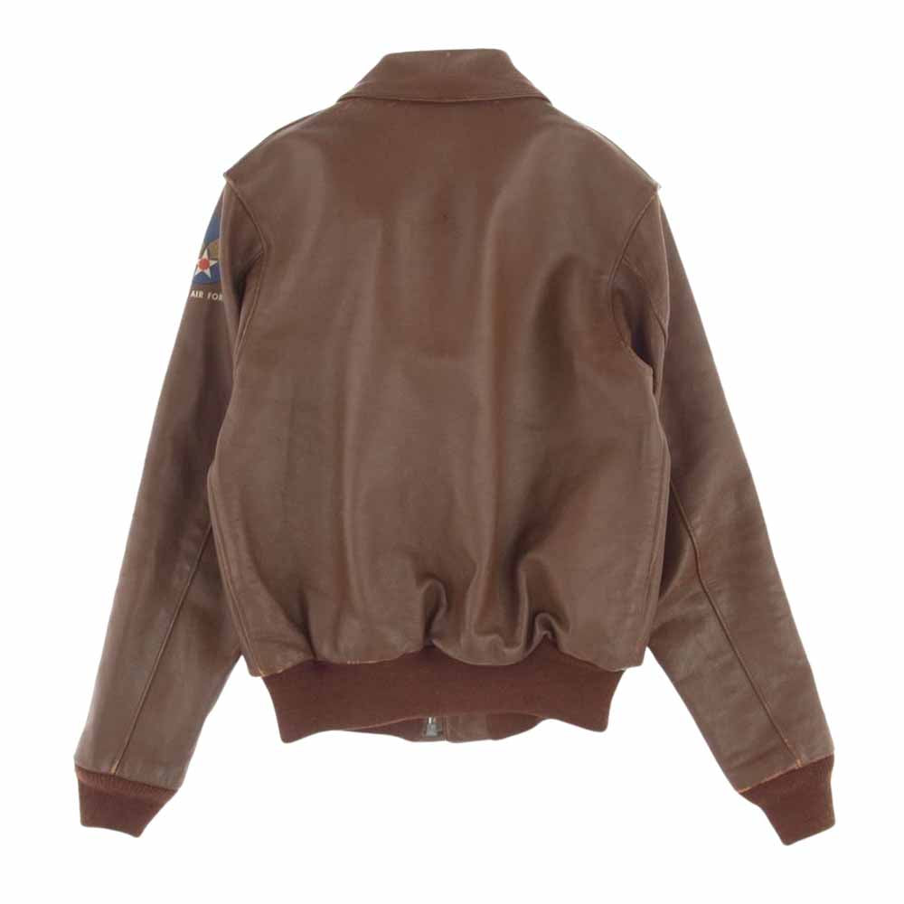 The REAL McCOY'S ザリアルマッコイズ 実名復刻 A-2 CABLE RAINCOAT ケーブル レインコート レザー ジャケット ブラウン系 34【中古】