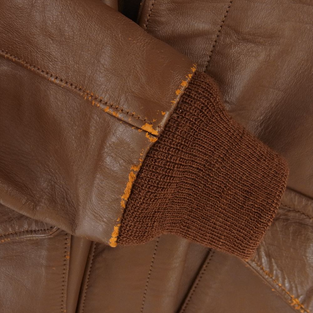 The REAL McCOY'S ザリアルマッコイズ 実名復刻 A-2 CABLE RAINCOAT ケーブル レインコート レザー ジャケット ブラウン系 34【中古】