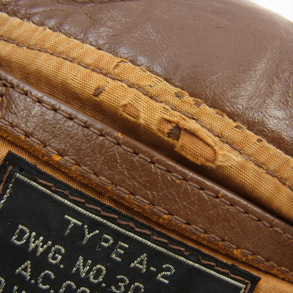 The REAL McCOY'S ザリアルマッコイズ 実名復刻 A-2 CABLE RAINCOAT ケーブル レインコート レザー ジャケット ブラウン系 34【中古】