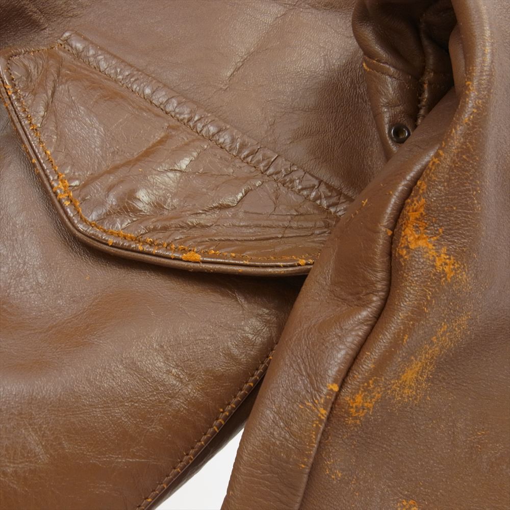 The REAL McCOY'S ザリアルマッコイズ 実名復刻 A-2 CABLE RAINCOAT ケーブル レインコート レザー ジャケット ブラウン系 34【中古】