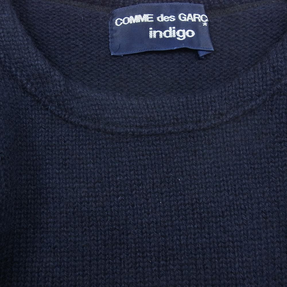 COMME des GARCONS コムデギャルソン indigo ウール クルーネック ニット セーター ネイビー系【中古】