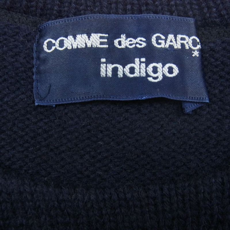 COMME des GARCONS コムデギャルソン indigo ウール クルーネック ニット セーター ネイビー系【中古】