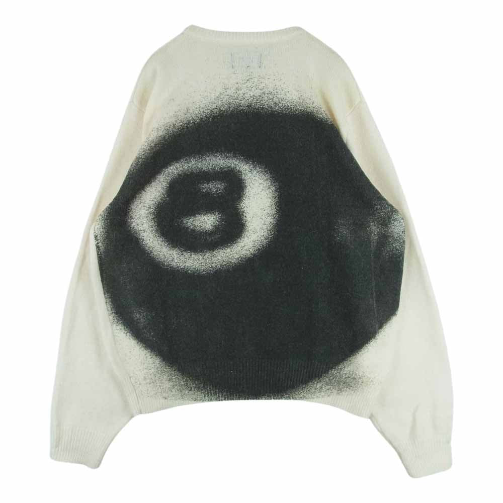 STUSSY ステューシー 117185 8 Ball Brushed Mohair Sweater モヘア混 バックプリント 長袖 ニット セーター オフホワイト系 L【中古】