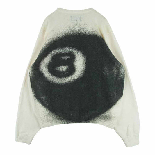 STUSSY ステューシー 117185 8 Ball Brushed Mohair Sweater モヘア混 バックプリント 長袖 ニット セーター オフホワイト系 L【中古】