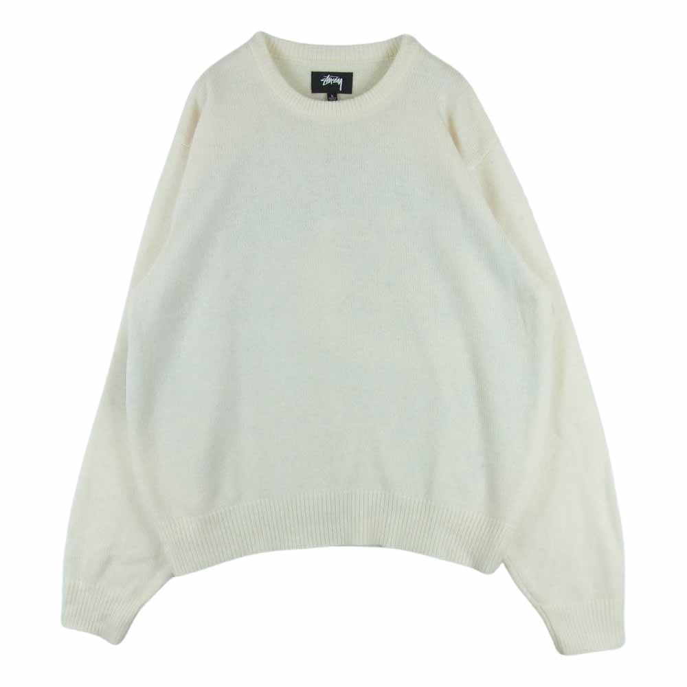 STUSSY ステューシー 117185 8 Ball Brushed Mohair Sweater モヘア混 バックプリント 長袖 ニット セーター オフホワイト系 L【中古】
