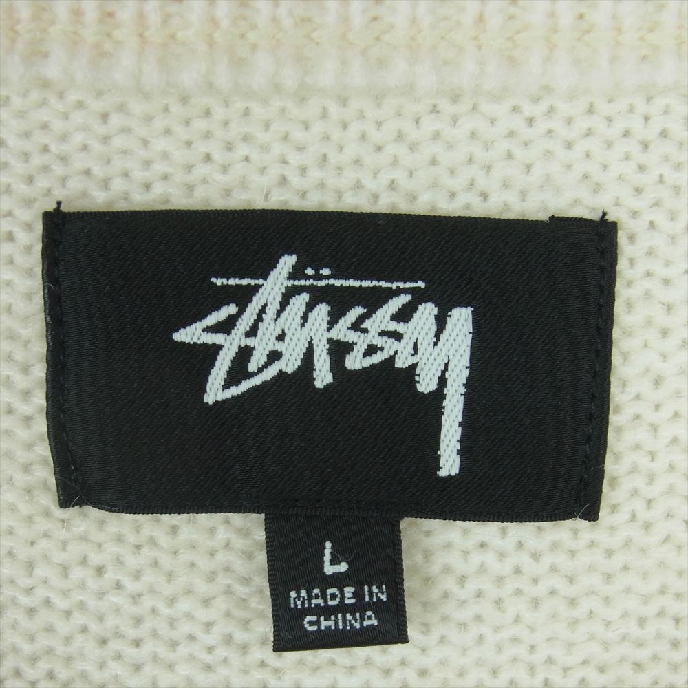 STUSSY ステューシー 117185 8 Ball Brushed Mohair Sweater モヘア混 バックプリント 長袖 ニット セーター オフホワイト系 L【中古】