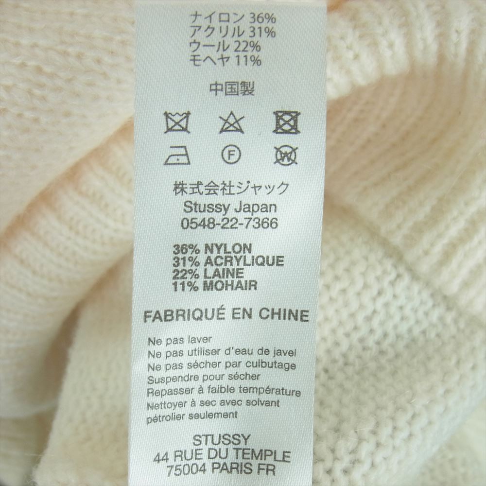 STUSSY ステューシー 117185 8 Ball Brushed Mohair Sweater モヘア混 バックプリント 長袖 ニット セーター オフホワイト系 L【中古】