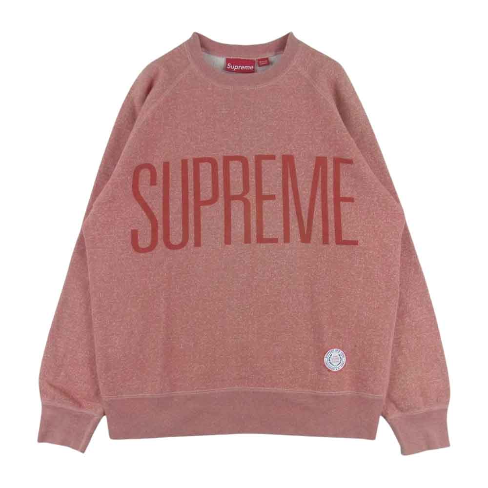 Supreme シュプリーム COLLEGIATE CREW ラグラン 霜降り ロゴ スウェット トレーナー カナダ製 ピンク系 M【中古】