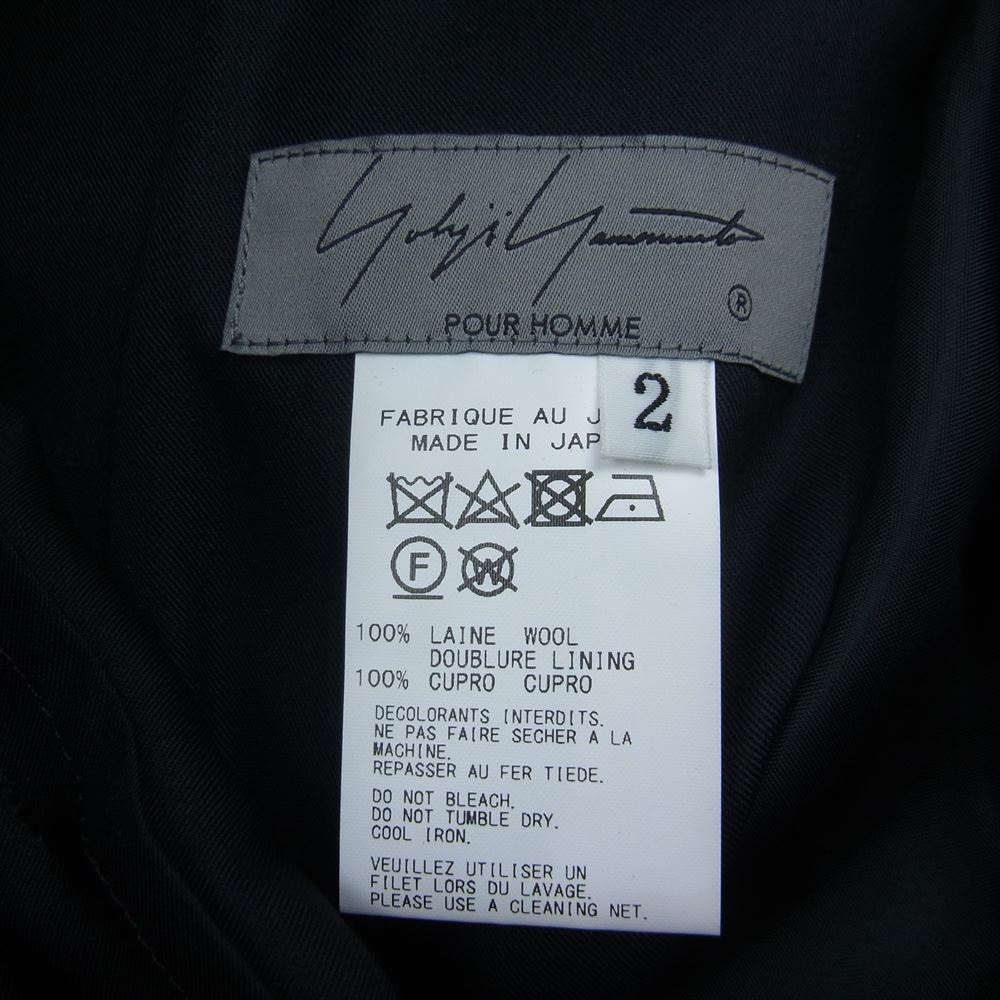 Yohji Yamamoto POUR HOMME ヨウジヤマモトプールオム 21AW HX-P20-103 N-1 タック アーミー ギャバジン ウール 中太 紐 パンツ ブラック系 2【中古】