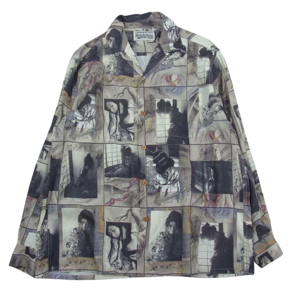 WACKO MARIA ワコマリア HAWAIIAN SHIRT L/S 晴雨緊縛図 総柄 レーヨン 長袖 アロハ シャツ マルチカラー系 M【中古】