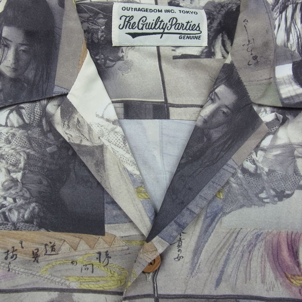 WACKO MARIA ワコマリア HAWAIIAN SHIRT L/S 晴雨緊縛図 総柄 レーヨン 長袖 アロハ シャツ マルチカラー系 M【中古】