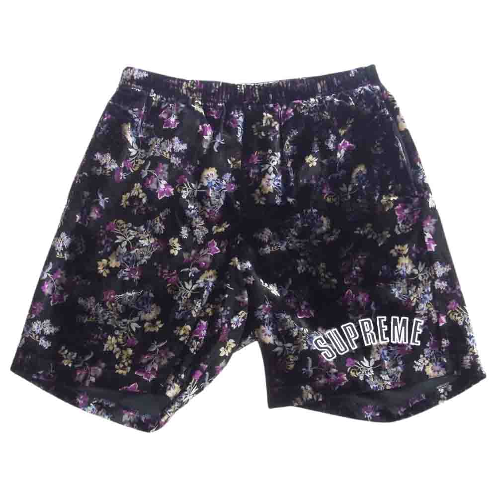 Supreme シュプリーム 19AW Floral Velour Baseball Short フローラル ベロア ベースボール ショーツ ハーフ パンツ マルチカラー系 S【美品】【中古】