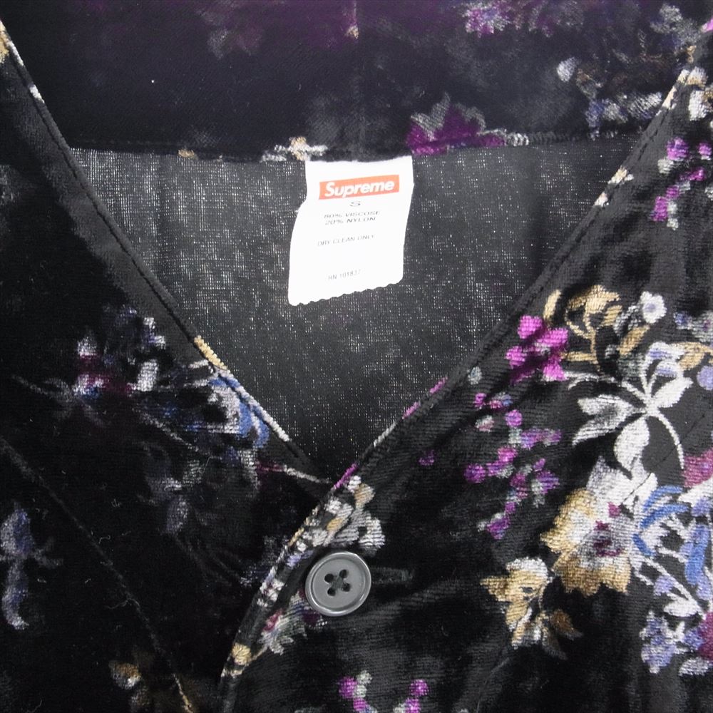 Supreme シュプリーム 19AAW Floral Velour Baseball Jersey フローラル ベロア ベースボール ジャージ シャツ マルチカラー系 S【美品】【中古】