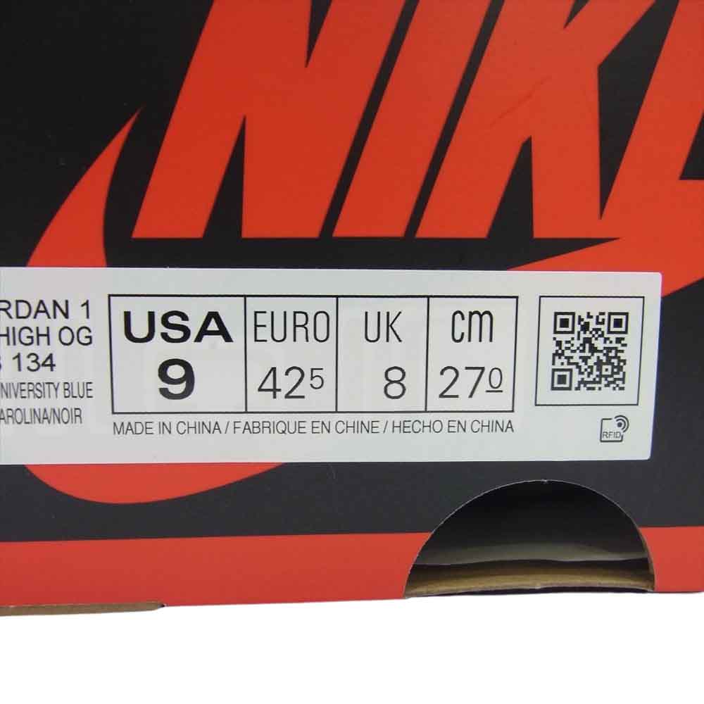 NIKE ナイキ 555088-134 Air Jordan 1 High OG University Blue エアジョーダン1 ハイ OG ユニバーシティブルー ライトブルー系 US9【新古品】【未使用】【中古】