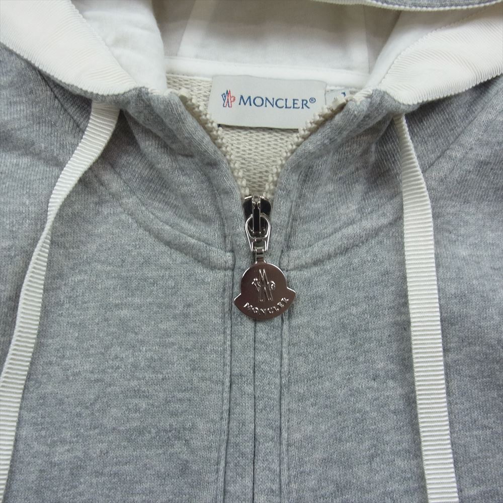 MONCLER モンクレール 510938487700-80372 MAGLIA CARDIGAN ロゴ ワッペン ジップパーカー グレー系 XL【美品】【中古】