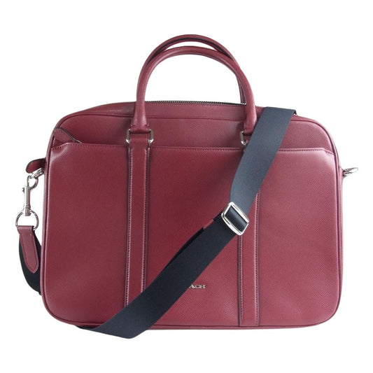 COACH コーチ F71681 2WAY ハンド ショルダー ブリーフケース ワインレッド系【中古】