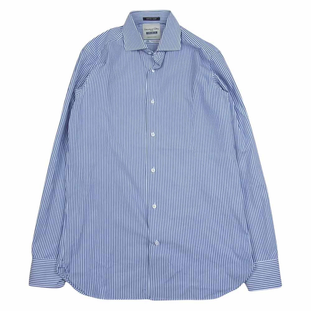 International Gallery BEAMS インターナショナルギャラリービームス 23-11-0694 THOMAS MASON ロンドンストライプ ワイドカラー 長袖 ドレスシャツ ブルー系 40【美品】【中古】