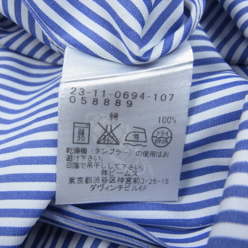 International Gallery BEAMS インターナショナルギャラリービームス 23-11-0694 THOMAS MASON ロンドンストライプ ワイドカラー 長袖 ドレスシャツ ブルー系 40【美品】【中古】