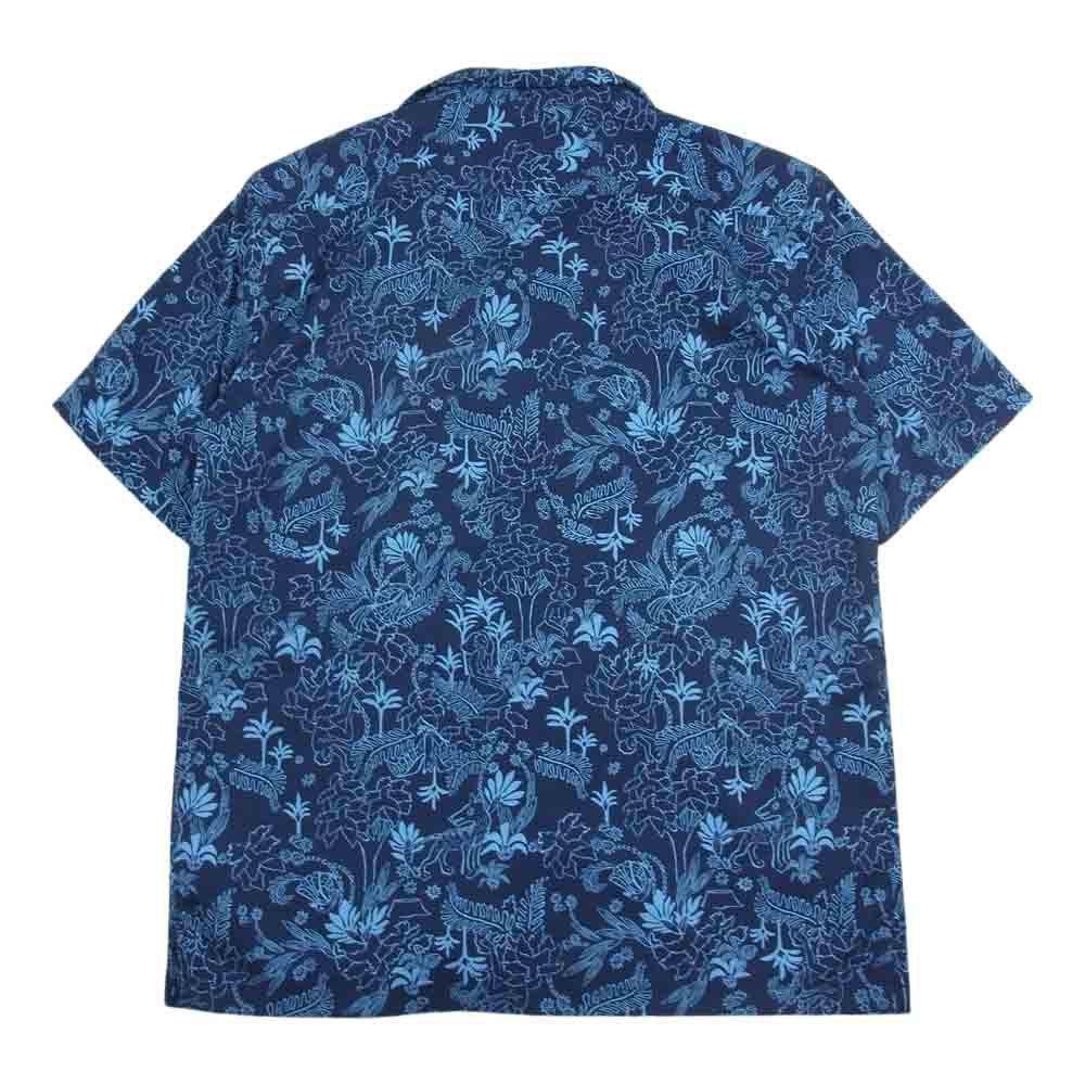 patagonia パタゴニア 19SS 86205 Stretch Planing Hybrid Shirt ストレッチ プレーニング ハイブリッド 総柄 オープンカラー 半袖 シャツ ネイビー系 M【中古】