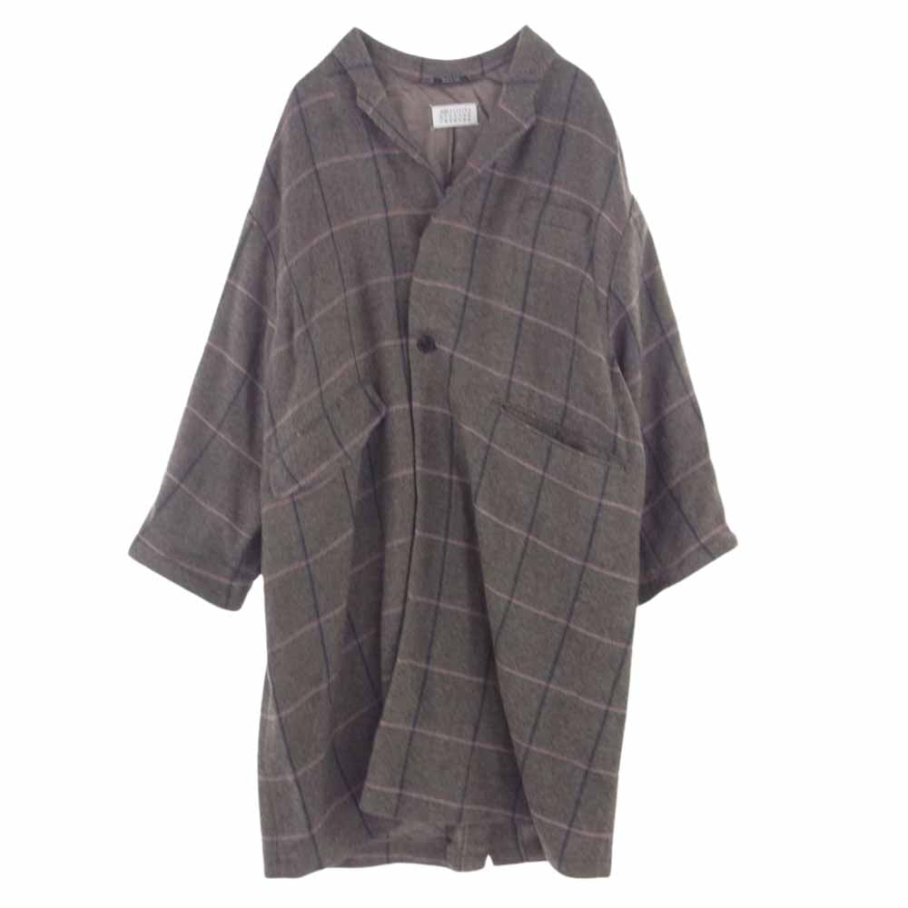 MAISON MARGIELA メゾンマルジェラ 22SS S51AA0308 1ライン 四つタグ オーバーサイズ チェック ウール チェスターコート ブラウン系 36【中古】
