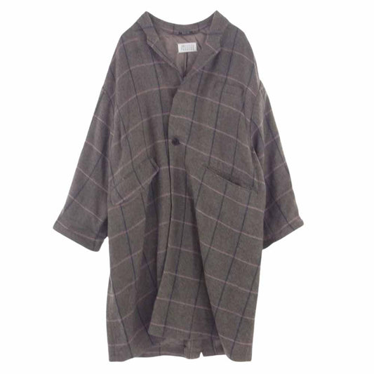 MAISON MARGIELA メゾンマルジェラ 22SS S51AA0308 1ライン 四つタグ オーバーサイズ チェック ウール チェスターコート ブラウン系 36【中古】