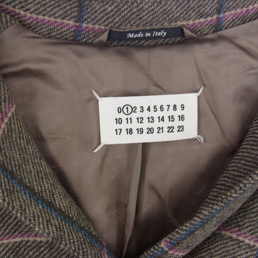 MAISON MARGIELA メゾンマルジェラ 22SS S51AA0308 1ライン 四つタグ オーバーサイズ チェック ウール チェスターコート ブラウン系 36【中古】