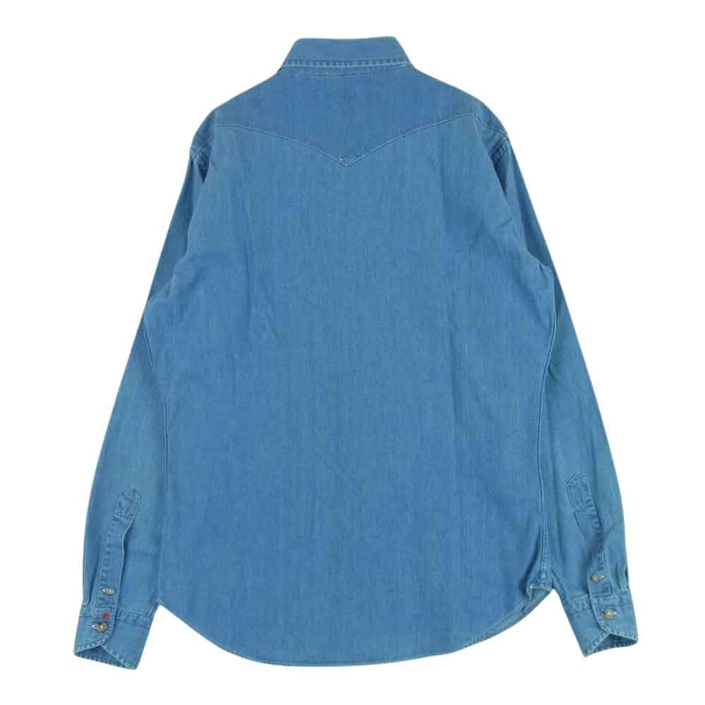 ボルゾネッラ ウエスタン デニム シャツ 長袖 コットン イタリア製 インディゴブルー系 S 39 15.5【中古】