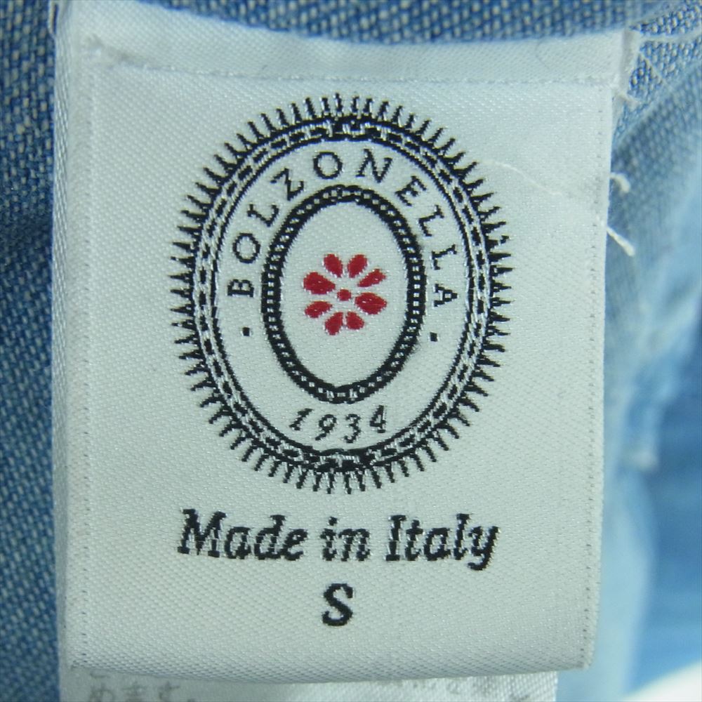 ボルゾネッラ ウエスタン デニム シャツ 長袖 コットン イタリア製 インディゴブルー系 S 39 15.5【中古】