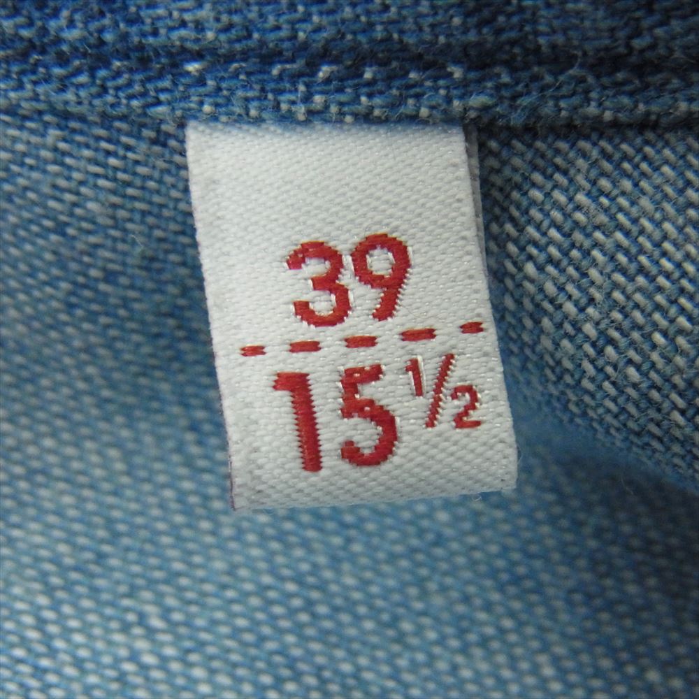 ボルゾネッラ ウエスタン デニム シャツ 長袖 コットン イタリア製 インディゴブルー系 S 39 15.5【中古】