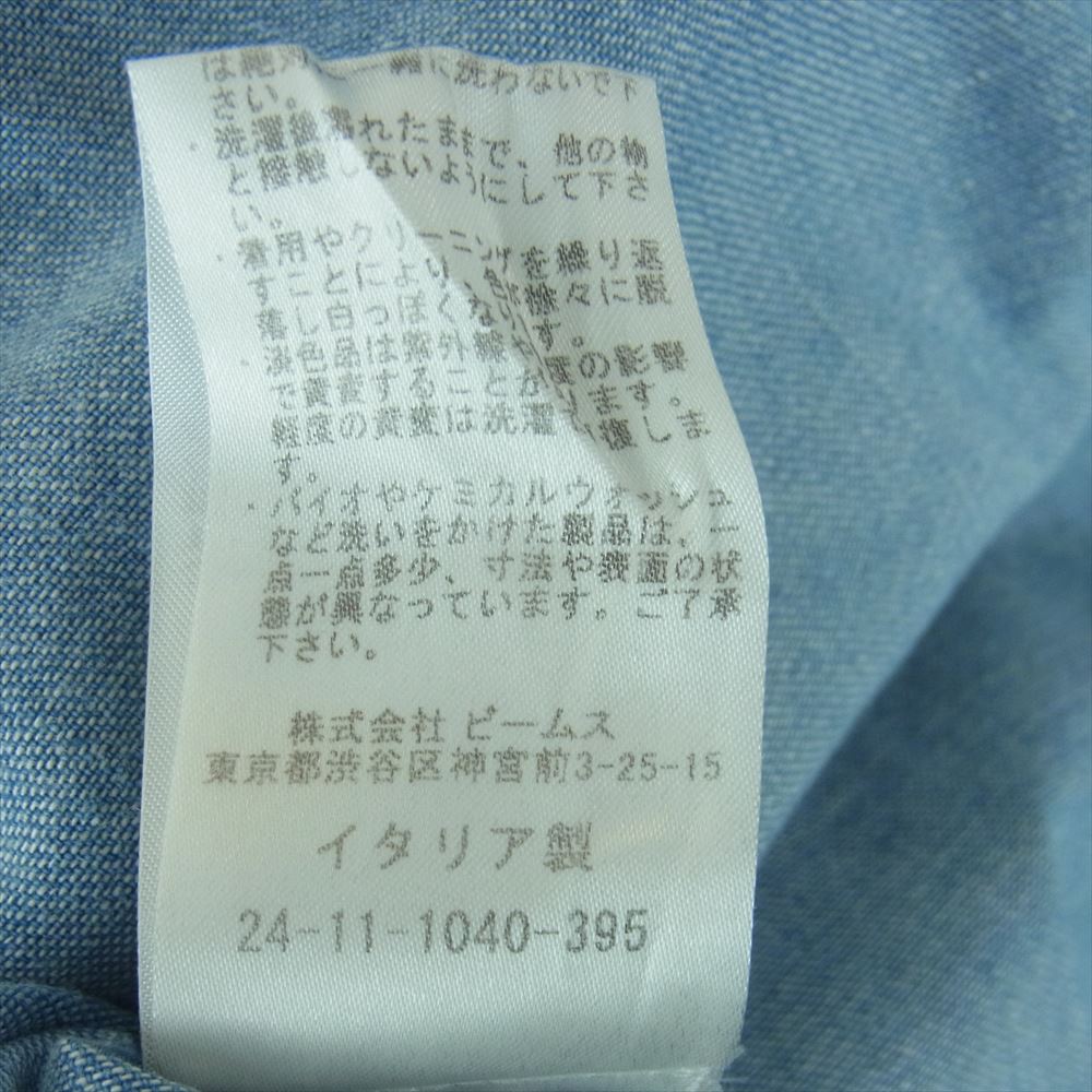 ボルゾネッラ ウエスタン デニム シャツ 長袖 コットン イタリア製 インディゴブルー系 S 39 15.5【中古】