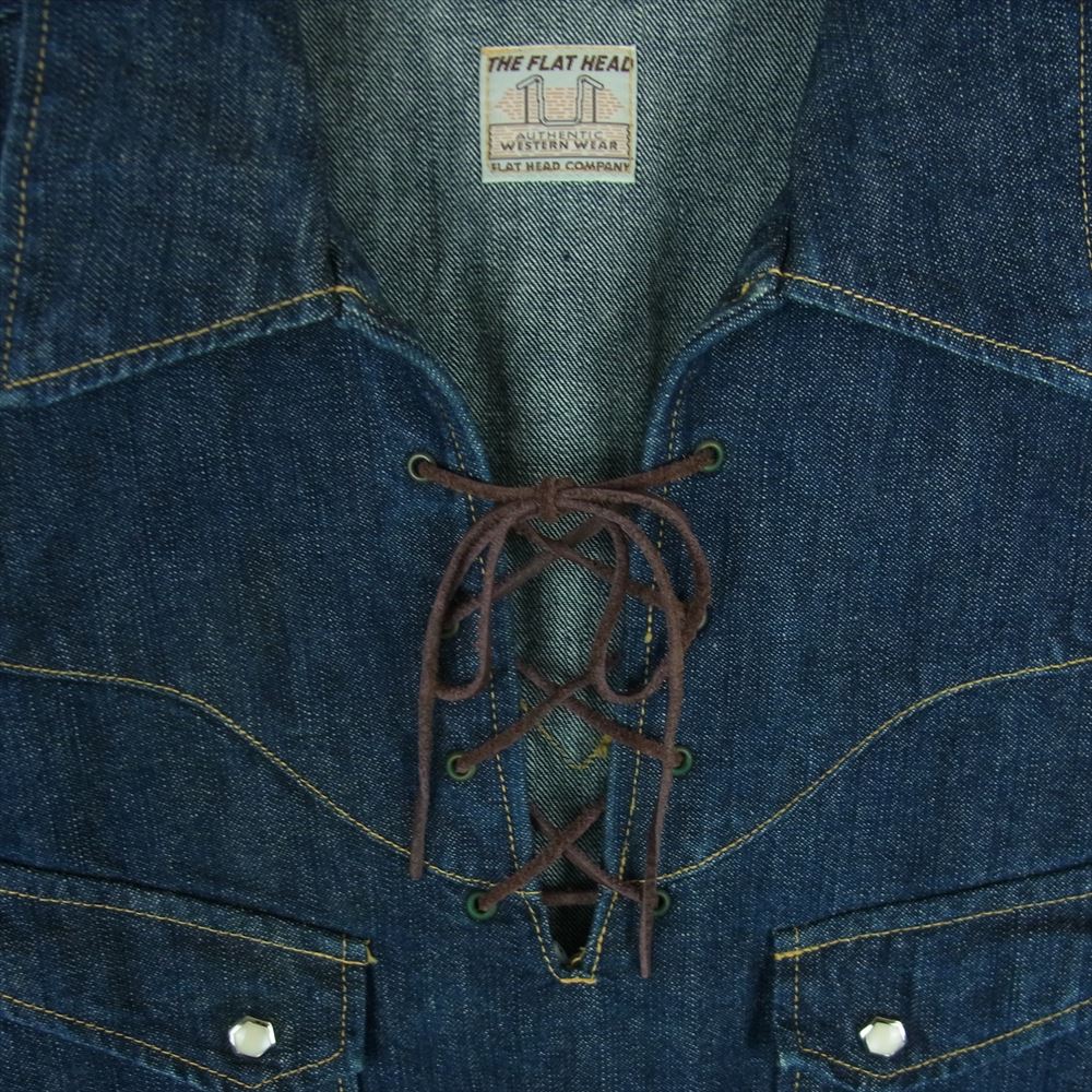 THE FLAT HEAD ザフラットヘッド FWP-001 プルオーバー ウエスタン デニム シャツ 長袖 インディゴブルー系 40【中古】
