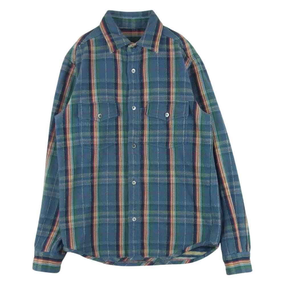 Nigel Cabourn ナイジェルケーボン 8090010030 REVERSIBLE CHECK SHIRT リバーシブル チェック ネル シャツ 長袖 ブルー系 48【中古】