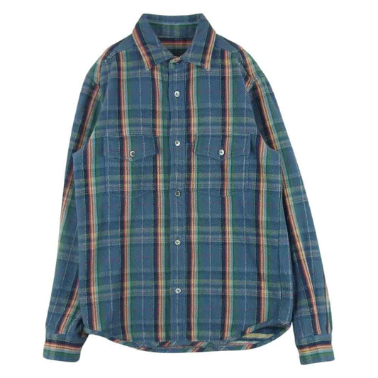 Nigel Cabourn ナイジェルケーボン 8090010030 REVERSIBLE CHECK SHIRT リバーシブル チェック ネル シャツ 長袖 ブルー系 48【中古】