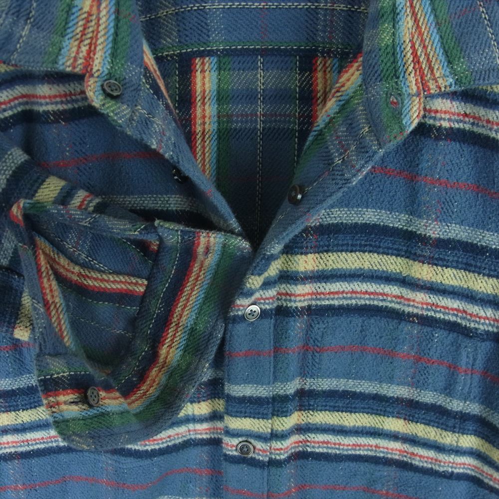 Nigel Cabourn ナイジェルケーボン 8090010030 REVERSIBLE CHECK SHIRT リバーシブル チェック ネル シャツ 長袖 ブルー系 48【中古】