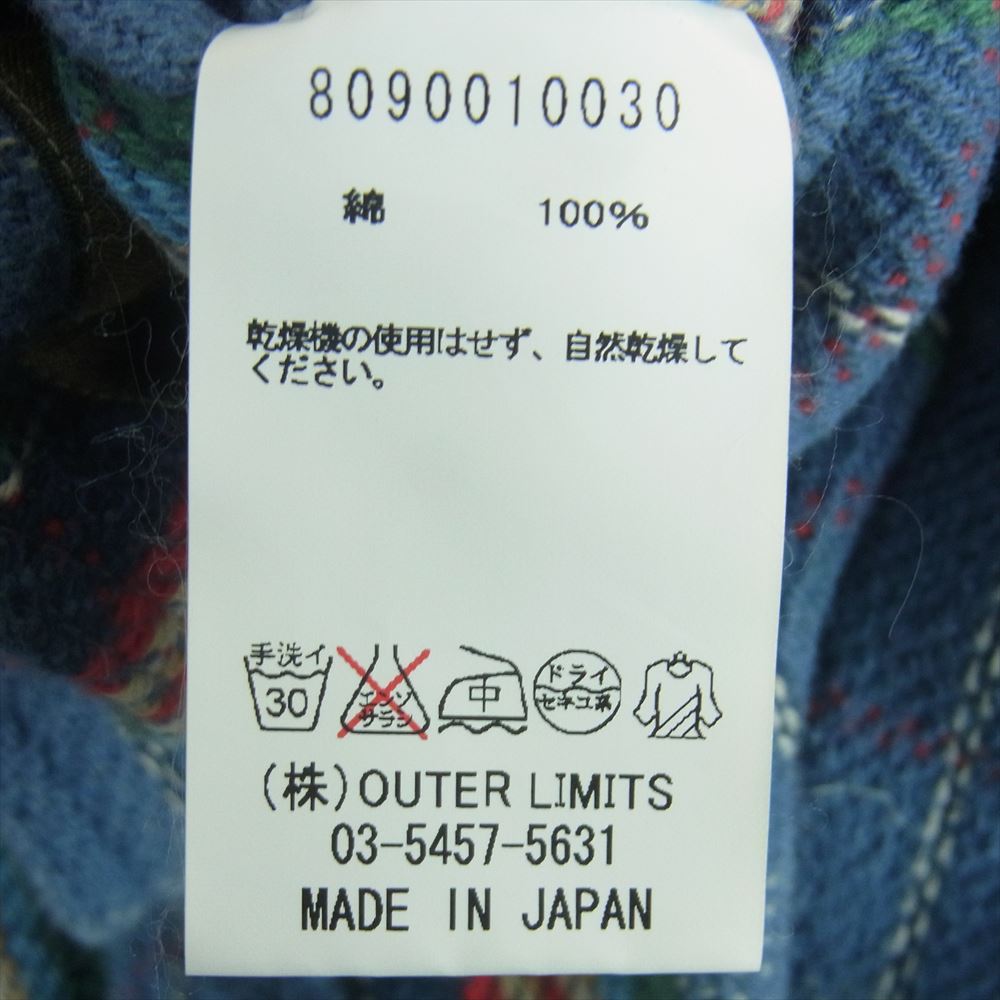 Nigel Cabourn ナイジェルケーボン 8090010030 REVERSIBLE CHECK SHIRT リバーシブル チェック ネル シャツ 長袖 ブルー系 48【中古】
