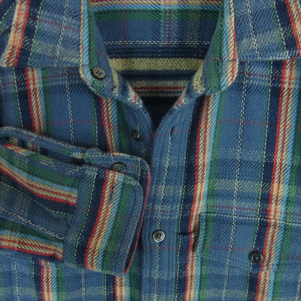 Nigel Cabourn ナイジェルケーボン 8090010030 REVERSIBLE CHECK SHIRT リバーシブル チェック ネル シャツ 長袖 ブルー系 48【中古】