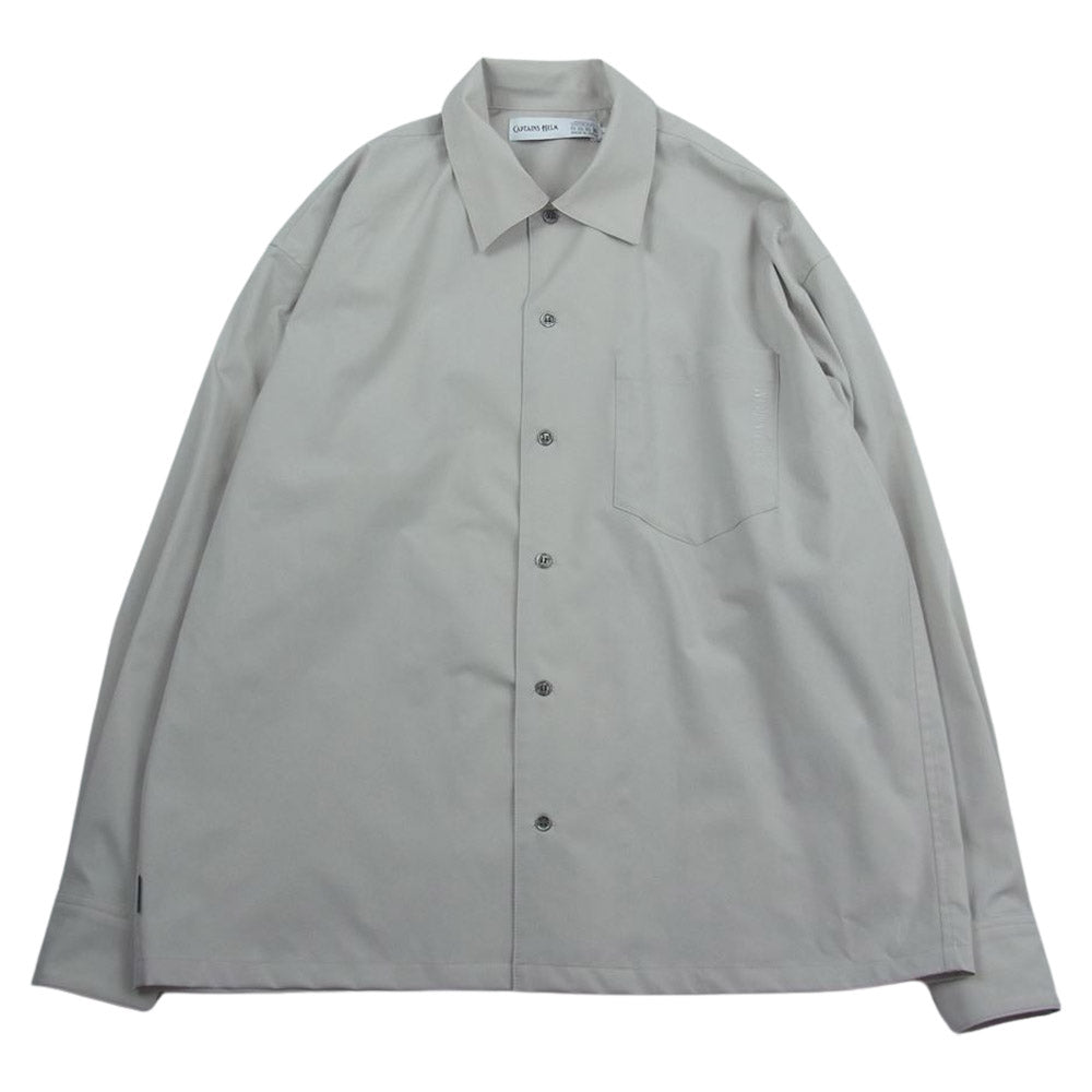 キャプテンズヘルム 日出処製 ポリエステル テック 長袖 シャツ グレージュ系 L【中古】