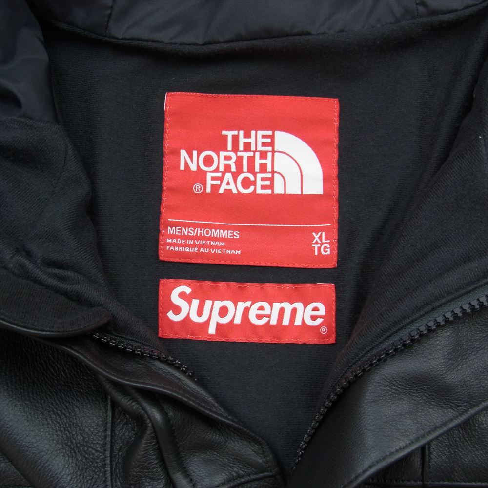 Supreme シュプリーム 18AW The North Face Leather Mountain Parka ノースフェイス レザー マウンテン パーカー ジャケット ブラック系 XL【中古】