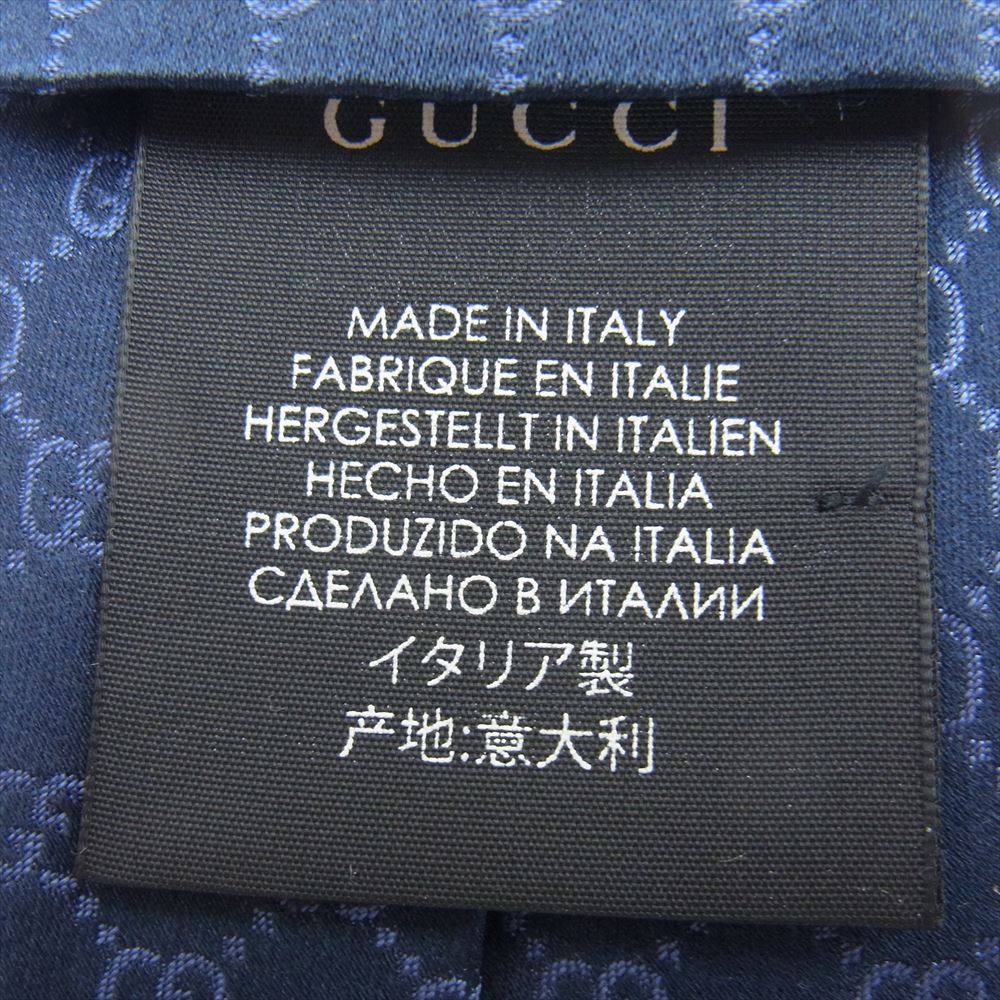 GUCCI グッチ GG 総柄 シルク100％ ネクタイ ネイビー系【中古】