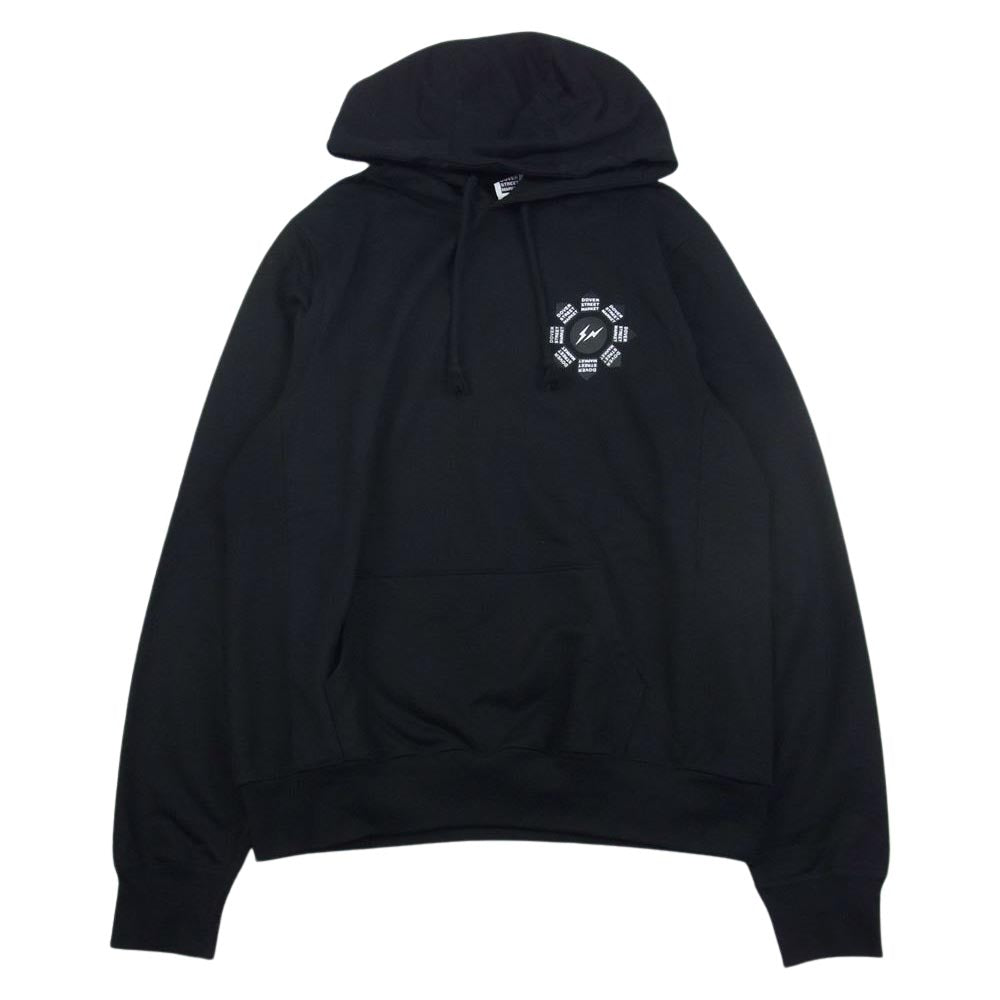 FRAGMENT DESIGN フラグメントデザイン × DOVER STREET MARKET DSM ドーバーストリートマーケット ロゴ プリント パーカー フーディー ブラック系 M【美品】【中古】