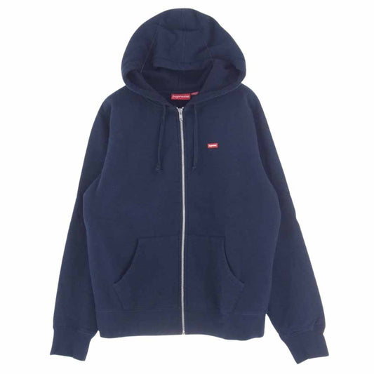 Supreme シュプリーム 19SS Small Box Zip Up Sweatshirt スモール ボックス ロゴ フーデッド スウェットシャツ ジップアップ パーカー フーディー ネイビー系 S【中古】