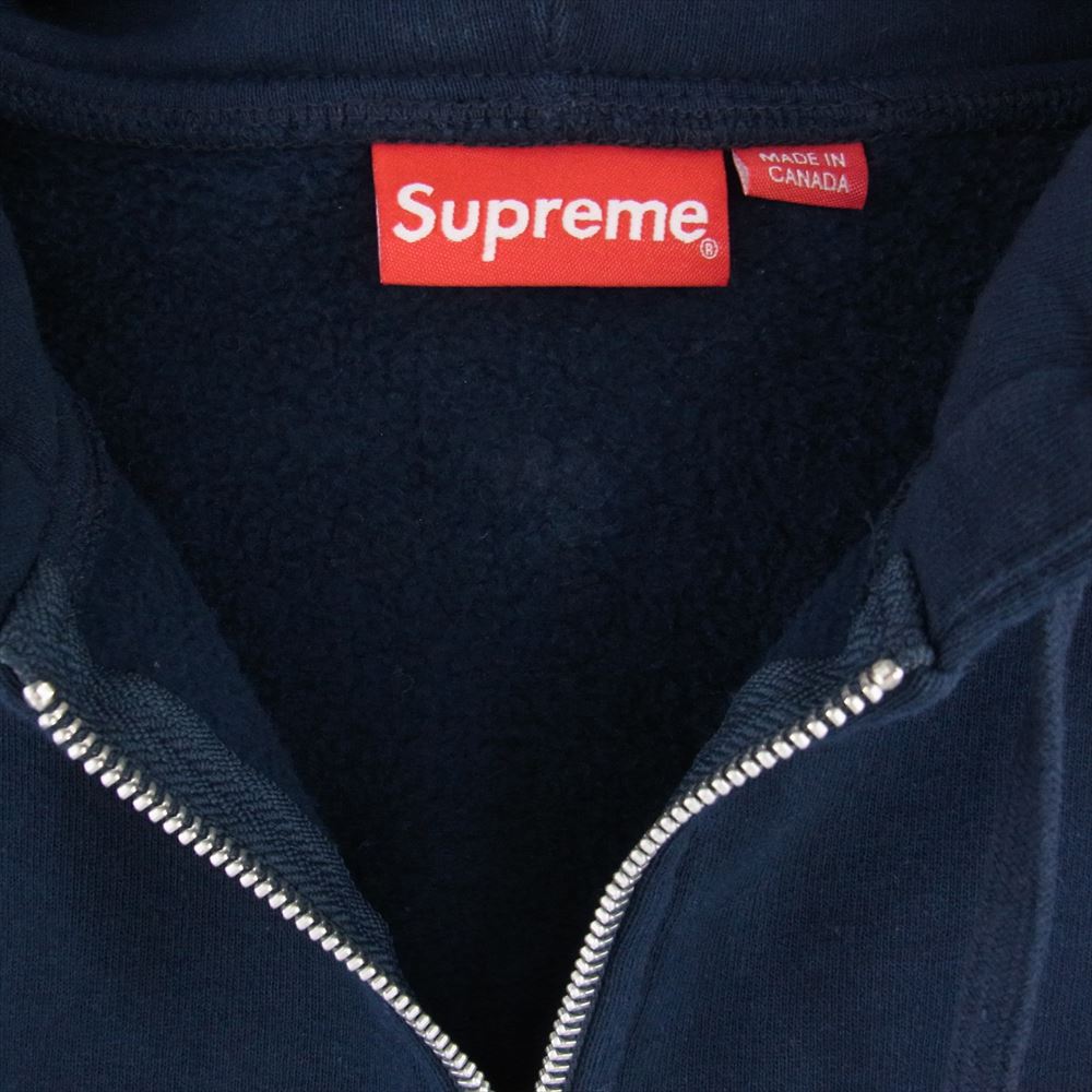 Supreme シュプリーム 19SS Small Box Zip Up Sweatshirt スモール ボックス ロゴ フーデッド スウェットシャツ ジップアップ パーカー フーディー ネイビー系 S【中古】