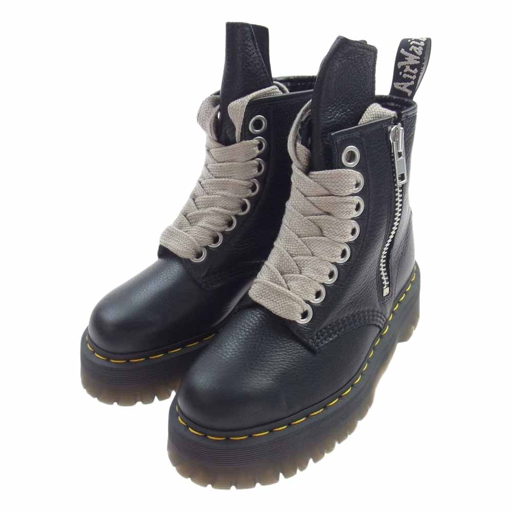 Rick Owens リックオウエンス 22AW 27978001 × Dr.Martens ドクターマーチン JUMBO LACE BOOTS ジャンボ レース ブーツ 8ホール サイドジップ ブラック系 EU39【美品】【中古】