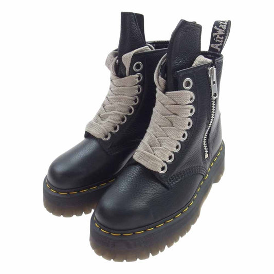 Rick Owens リックオウエンス 22AW 27978001 × Dr.Martens ドクターマーチン JUMBO LACE BOOTS ジャンボ レース ブーツ 8ホール サイドジップ ブラック系 EU39【美品】【中古】